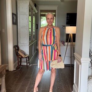 Multicolor Striped Halter Dress